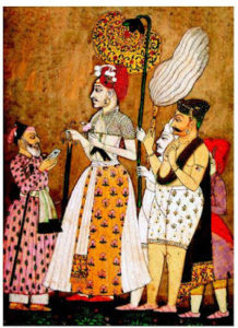 Sadashiv Rao Bhau with Ibrahim Gardi (left) in a painting at Raja Kelkar Museum, Pune